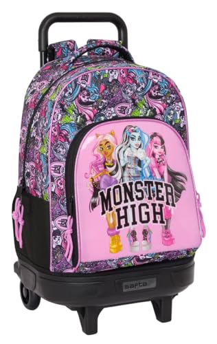 Safta Monster High Drama, großer Rucksack mit Rädern, kompakt, abnehmbar, ideal für Kinder verschiedener Altersgruppen, bequem und vielseitig, Qualität und Widerstandsfähigkeit, 33 x 22 x 45 cm, bunt, Safta Monster High Drama, großer Rucksack mit Rädern, kompakt, abnehmbar, ideal für Kinder verschiedener Altersgruppen, bequem und vielseitig, Qualität und Widerstandsfähigkeit, 33 x 22 x 45 cm, bunt, von safta