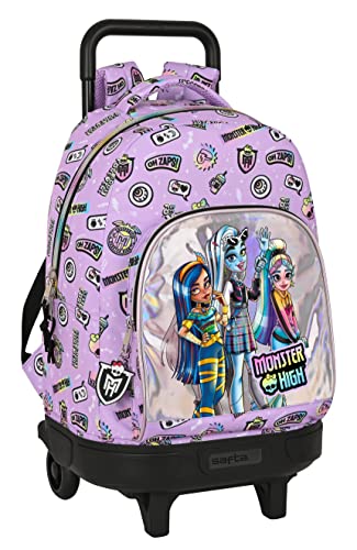 Safta Monster High Großer Rucksack mit Rollen, kompakt, abnehmbar, ideal für Kinder jeden Alters, bequem und vielseitig, Qualität und Strapazierfähigkeit, 33 x 22 x 45 cm, Lila, Lila, Estándar, Casual Safta Monster High Großer Rucksack mit Rollen, kompakt, abnehmbar, ideal für Kinder jeden Alters, bequem und vielseitig, Qualität und Strapazierfähigkeit, 33 x 22 x 45 cm, Lila, Lila, Estándar, Casual von safta