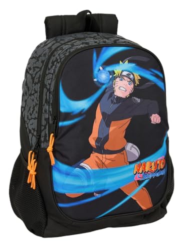 Safta Naruto Schulrucksack für Kinder, ideal für Kinder verschiedener Altersgruppen, bequem und vielseitig, Qualität und Widerstandsfähigkeit, 32 x 16 x 44 cm, Schwarz, M, Casual von safta