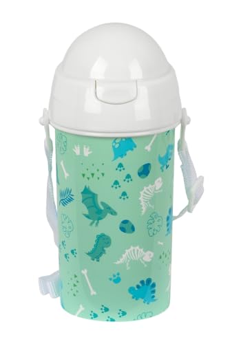 Safta PREESCOLAR DINO Trinkflasche mit automatischem Öffnen, mit Strohhalm, Wasserflasche, BPA-frei, mit Umhängetasche, bequem und leicht, 500 ml, 7,3 x 19,5 cm, grün, M, Casual Safta PREESCOLAR DINO Trinkflasche mit automatischem Öffnen, mit Strohhalm, Wasserflasche, BPA-frei, mit Umhängetasche, bequem und leicht, 500 ml, 7,3 x 19,5 cm, grün, M, Casual von safta