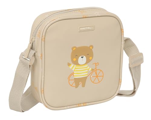 Safta PREESCOLAR OSITO Kleine Umhängetasche für Kinder, Kindertasche, ideal für Kinder von 5 bis 14 Jahren, bequem und vielseitig, Qualität und Widerstandsfähigkeit, 16 x 4 x 18 cm, Beige, beige, von safta