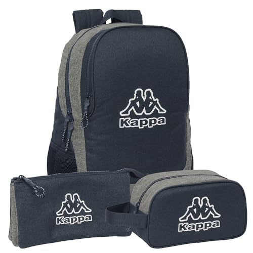 Safta | Pack KAPPA DARK NAVY Rucksack, Federmäppchen und Kulturbeutel - KAPPA Federmäppchen mit Dreifachfach, KAPPA-Rucksack, anpassbar an Trolley, KAPPA Kulturbeutel anpassbar an Trolley - Komplettes Safta | Pack KAPPA DARK NAVY Rucksack, Federmäppchen und Kulturbeutel - KAPPA Federmäppchen mit Dreifachfach, KAPPA-Rucksack, anpassbar an Trolley, KAPPA Kulturbeutel anpassbar an Trolley - Komplettes von safta