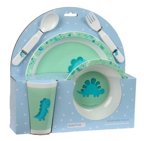 Safta Preescolar Dino, Set aus Tellern und Besteck, Teller, Besteck, Baby, Einweihung, Mahlzeiten, bequem und vielseitig, 26 x 9 x 26 cm, grün, M, Casual Safta Preescolar Dino, Set aus Tellern und Besteck, Teller, Besteck, Baby, Einweihung, Mahlzeiten, bequem und vielseitig, 26 x 9 x 26 cm, grün, M, Casual von safta