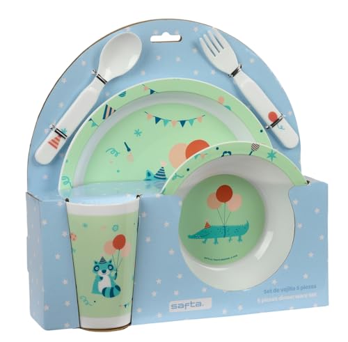 Safta Preescolar Fiesta Set mit Tellern und Besteck, Teller, Besteck, Baby, Einweihung, Mahlzeiten, bequem und vielseitig, 26 x 9 x 26 cm, grün, M, Casual Safta Preescolar Fiesta Set mit Tellern und Besteck, Teller, Besteck, Baby, Einweihung, Mahlzeiten, bequem und vielseitig, 26 x 9 x 26 cm, grün, M, Casual von safta