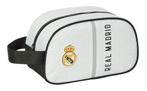 Safta Real Madrid 1. Team 24/25, Kulturbeutel für Kinder, mittelgroß, mit Griff, Kinder-Kulturbeutel, anpassbar an den Wagen, einfache Reinigung, bequem und vielseitig, 26 x 12 x 15 cm, Weiß/Grau, Safta Real Madrid 1. Team 24/25, Kulturbeutel für Kinder, mittelgroß, mit Griff, Kinder-Kulturbeutel, anpassbar an den Wagen, einfache Reinigung, bequem und vielseitig, 26 x 12 x 15 cm, Weiß/Grau, von safta