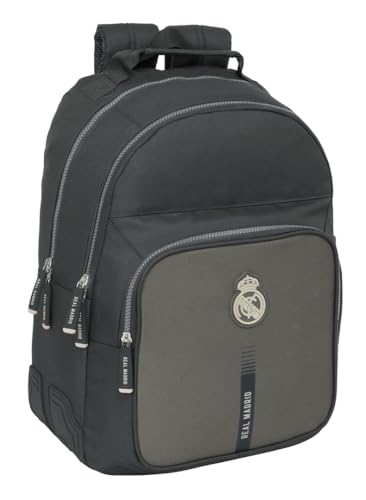 Safta Real Madrid 3. Team 24/25 Schulrucksack für Kinder, ideal für Kinder verschiedener Altersgruppen, bequem und vielseitig, Qualität und Widerstandsfähigkeit, 32 x 15 x 42 cm, grau, M, Casual von safta