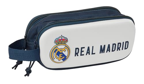 Safta Real Madrid 3D Doppelmäppchen für Kinder, ideal für Kinder im Schulalter, bequem und vielseitig, Qualität und Widerstandsfähigkeit, 21 x 6 x 8 cm, Weiß/Marineblau, Weiß/Marineblau, Estándar, Safta Real Madrid 3D Doppelmäppchen für Kinder, ideal für Kinder im Schulalter, bequem und vielseitig, Qualität und Widerstandsfähigkeit, 21 x 6 x 8 cm, Weiß/Marineblau, Weiß/Marineblau, Estándar, von safta