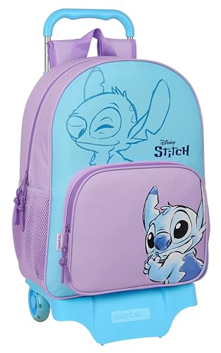 Safta STITCH SWEET Schulrucksack mit Trolley 905, ideal für Kinder verschiedener Altersgruppen, bequem und vielseitig, Qualität und Widerstandsfähigkeit, 33 x 14 x 42 cm, Blau/Lila, Blau/Lila, von safta