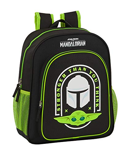 Safta 612041640 Schulrucksack Junior The Mandalorian, Schwarz/neon-grün, Talla única, Juniorrucksack von safta