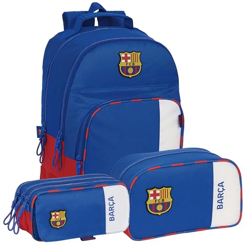 Safta Set mit 3 Teilen F.C.BARCELONA 2. Ausrüstung Rucksack, Federmäppchen und Kulturbeutel F.C.BARCELONA - Rucksack, Federmäppchen und Kulturbeutel, einzigartiges Design, offizielle Lizenz von von safta