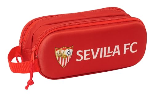 Safta Sevilla FC 3D Doppelmäppchen für Kinder, ideal für Kinder im Schulalter, bequem und vielseitig, Qualität und Widerstandsfähigkeit, 21 x 6 x 8 cm, Rot, rot, Estándar, Lässig von safta