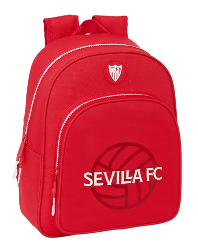 Safta Sevilla FC Kinderrucksack, ideal für Kinder verschiedener Altersgruppen, bequem und vielseitig, Qualität und Widerstandsfähigkeit, 28 x 10 x 34 mm, Rot, rot, Estándar, Casual von safta