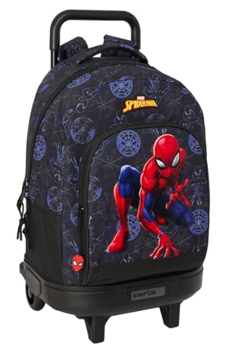Safta Spiderman Attack Großer Rucksack mit Rädern, kompakt, abnehmbar, ideal für Kinder verschiedener Altersgruppen, bequem und vielseitig, Qualität und Widerstandsfähigkeit, 33 x 22 x 45 cm, Schwarz Safta Spiderman Attack Großer Rucksack mit Rädern, kompakt, abnehmbar, ideal für Kinder verschiedener Altersgruppen, bequem und vielseitig, Qualität und Widerstandsfähigkeit, 33 x 22 x 45 cm, Schwarz von safta