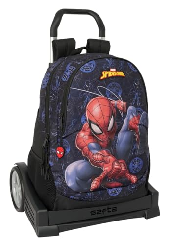 Safta Spiderman Attack Schulrucksack, ergonomischer Rücken, mit Trolley Evolution, ideal für Kinder verschiedener Altersgruppen, bequem und vielseitig, Qualität und Widerstandsfähigkeit, 32 x 16 x 44 von safta