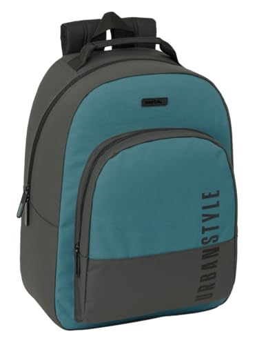 Safta Urban Style Schulrucksack, anpassbar an Trolley, Rucksack, ideal für Kinder verschiedener Altersgruppen, bequem und vielseitig, Qualität und Widerstandsfähigkeit, 32 x 15 x 42 cm, grau/blau, M, von safta