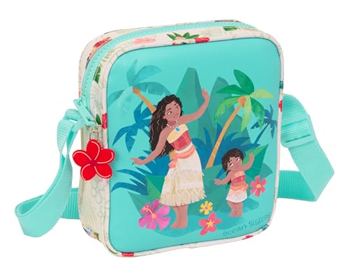 Safta M222 612442222, VAIANA kleine Umhängetasche, Kindertasche, ideal für 5 bis 14 Jahre, bequem und vielseitig, Qualität und Widerstandsfähigkeit, 16 x 4 x 18 cm, Beige/Blau, Unisex, Kinder, von safta