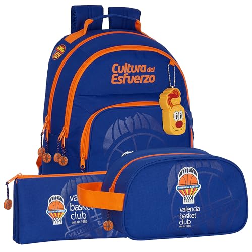 Safta | VALENCIA BASKET Rucksack, Federmäppchen und Kulturbeutel VALENCIA BASKET - Rucksack, Federmäppchen und Kosmetiktasche Einzigartiges Design und offizielle Lizenz VALENCIA BASKET, bunt, ST, von safta