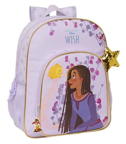 Safta WISH Schulrucksack, Kinderrucksack, anpassbar an den Wagen, ideal für Schulkinder, bequem und vielseitig, Qualität und Widerstandsfähigkeit, 32 x 12 x 38 cm, Lila, Lila, Estándar, Casual von safta