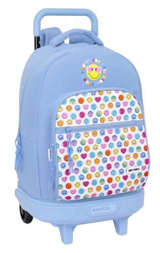 Smiley World Joyful Großer Rucksack mit Rädern, kompakt, abnehmbar, ideal für Kinder verschiedener Altersgruppen, bequem und vielseitig, Qualität und Widerstandsfähigkeit, 33 x 22 x 45 cm, Hellblau / Smiley World Joyful Großer Rucksack mit Rädern, kompakt, abnehmbar, ideal für Kinder verschiedener Altersgruppen, bequem und vielseitig, Qualität und Widerstandsfähigkeit, 33 x 22 x 45 cm, Hellblau / von safta