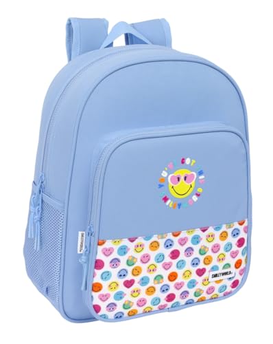 Smiley World Joyful Kinder-Rucksack, anpassbar, recycelbarer Stoff, ideal für Kinder verschiedener Altersgruppen, bequem und vielseitig, Qualität und Widerstandsfähigkeit, 32 x 12 x 38 cm, Hellblau / von safta