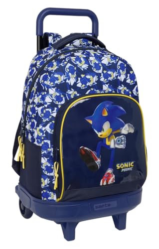 Sonic City Großer Rucksack mit Rädern, kompakt, abnehmbar, ideal für Kinder verschiedener Altersgruppen, bequem und vielseitig, Qualität und Widerstandsfähigkeit, 33 x 22 x 45 cm, blau, M, Lässig Sonic City Großer Rucksack mit Rädern, kompakt, abnehmbar, ideal für Kinder verschiedener Altersgruppen, bequem und vielseitig, Qualität und Widerstandsfähigkeit, 33 x 22 x 45 cm, blau, M, Lässig von safta