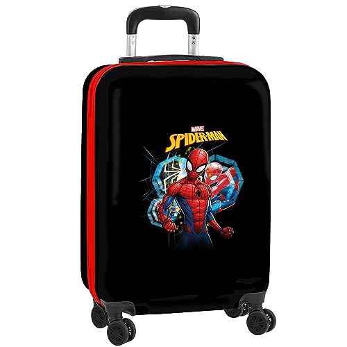 Spiderman Trolley für Kabinen, 50,8 cm, Koffer mit Rollen, Sicherheitsschloss, Leichter Koffer, 34,5 x 20 x 55 cm, Schwarz, Schwarz, Estándar, Lässig von safta