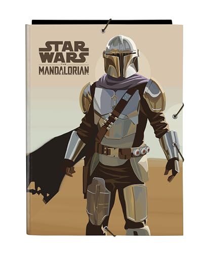 THE MANDALORIAN THIS THE WAY - Folio-Ordner mit 3 Klappen, ideal für Kinder unterschiedlichen Alters, bequem und vielseitig, Qualität und Widerstandsfähigkeit, 26 x 36,5 cm, Schwarz, Schwarz, von safta