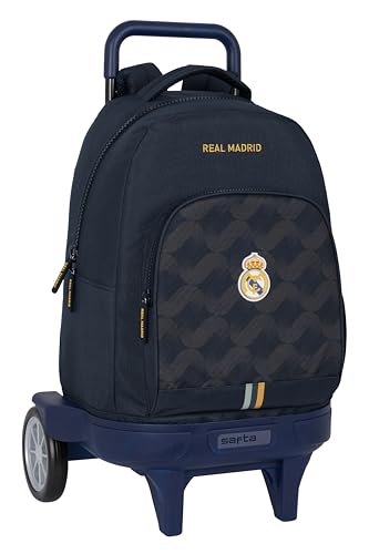 Safta Real Madrid 2. Team 23/24 Rucksack mit Rädern, kompakt, abnehmbar, ideal für Kinder unterschiedlichen Alters, bequem und vielseitig, 33 x 22 x 45 cm, Marineblau, marineblau, Estándar, Casual von safta