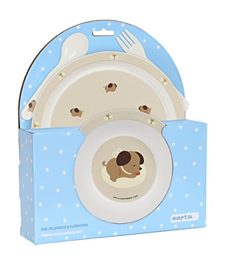 Safta - Teller und Besteck-Set, Packung, Teller, Besteck, Baby, Starthilfe, Essen, bequem und vielseitig, 22,5 x 5,5 x 26 cm, Beige, beige, Estándar, Casual Safta - Teller und Besteck-Set, Packung, Teller, Besteck, Baby, Starthilfe, Essen, bequem und vielseitig, 22,5 x 5,5 x 26 cm, Beige, beige, Estándar, Casual von safta