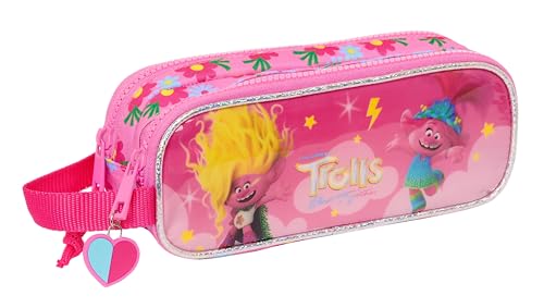 Safta Trolls 3 Doppelmäppchen für Kinder, ideal für Kinder im Schulalter, bequem und vielseitig, Qualität und Widerstandsfähigkeit, 21 x 6 x 8 cm, Rosa, Rosa, Estándar, Lässig von safta