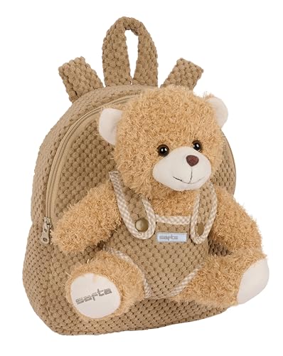 Safta - Vorschulrucksack mit Bär, Kindergartenrucksack, einfache Reinigung, ideal für Kinder, bequem und vielseitig, Qualität und Widerstandsfähigkeit, 23 x 7,5 x 27 cm, Keksfarbe, Keks, Estándar, von safta