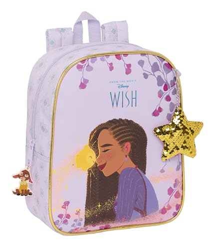 Safta WISH Kinderrucksack, Kinderrucksack, Schulrucksack, anpassbar an Kinderwagen, ideal für Kindergarten, bequem und vielseitig, Qualität und Widerstandsfähigkeit, 22 x 10 x 27 cm, Lila, Lila, von safta