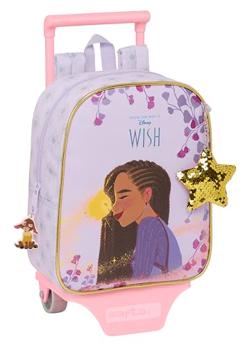 Safta WISH Kinderrucksack mit Trolley, ideal für Kinder unterschiedlichen Alters, bequem und vielseitig, Qualität und Widerstandsfähigkeit, 22 x 10 x 27 cm, Lila, Lila, Estándar, Casual von safta