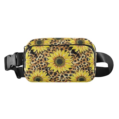 Gürteltasche mit Sonnenblumen-Blumenmuster, ästhetisch, einzigartig, Leopardenmuster, abstrakt, trendig, Bauchtasche für Damen und Herren, große Kapazität, Umhängetasche, Gürteltasche mit von sanluoli