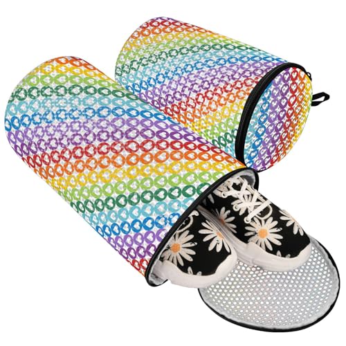 Schuhe Waschbeutel Sneaker Waschbeutel 2er Set Schuh Wäschebeutel Sneaker Putzbeutel, Herzen, Regenbogenfarben, bunt, 1 size von sanluoli