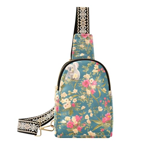 Trendige Koala-Blumen-Umhängetasche, Retro, Grün, Mehrzweck-Damen-Bauchtasche für den Tagesrucksack von sanluoli