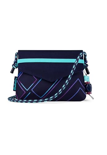 satch Clutch kleine Umhängetasche Schminktasche mit Kordelzug und Spiegel für Teenager Purple Laser - Dunkelblau von satch