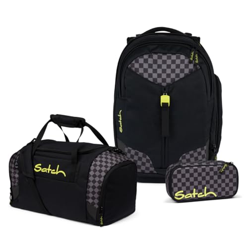satch Match Schulrucksack Set 3tlg. (Dark Skate) inkl. Schlamperbox und Sporttasche von satch
