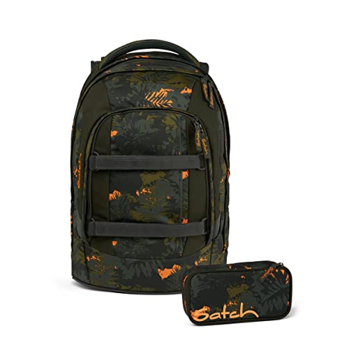 satch Pack Schulrucksack Set 2tlg. inkl. Schlamperbox (Jurassic Jungle) von satch