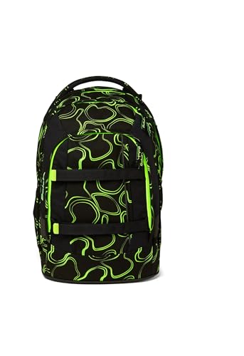 satch pack Schulrucksack ab 5. Klasse ergonomisch 30L Stauraum standfest Organisationstalent Green Supreme - Schwarz von satch