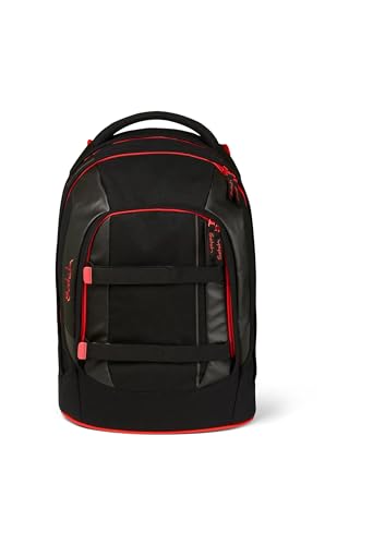 satch pack Schulrucksack ab 5. Klasse ergonomisch 30L Stauraum standfest Organisationstalent Fire Phantom - Schwarz von satch