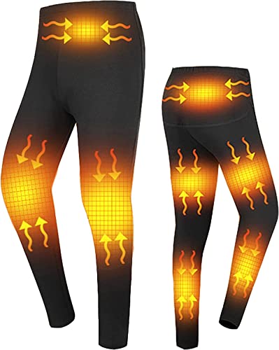 scosao Beheizte Hose Thermo-Unterwäsche für Männer und Frauen, USB Electric Beheizbare Legginghose Winter Wärmende Baselayer für Camping-Skiangeln bei kaltem Wetter,Black,M von scosao