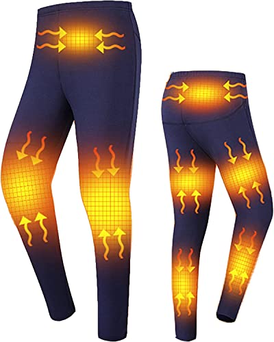 scosao Beheizte Hose Thermo-Unterwäsche für Männer und Frauen, USB Electric Beheizbare Legginghose Winter Wärmende Baselayer für Camping-Skiangeln bei kaltem Wetter,Blue,3XL von scosao