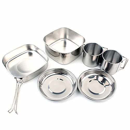 6 Stück Outdoor Topf Camping Edelstahl Herd Bergsteigen Picknick Set Schüssel Tragbar 3-4 Personen Grill Küche Kochgeschirr von sdfdefhdjfvbsbdfcshd