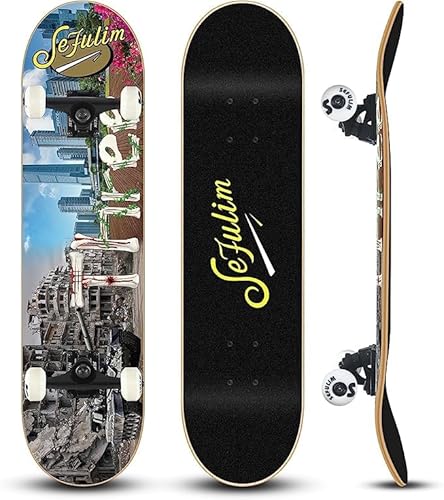 Sefulim 78,9 x 20,3 cm komplettes Skateboard, 7-lagig, kanadischer Ahorn, Doppel-Kick-Deck-Skateboard für Jungen, Mädchen, Teenager, Erwachsene, Anfänger Sefulim 78,9 x 20,3 cm komplettes Skateboard, 7-lagig, kanadischer Ahorn, Doppel-Kick-Deck-Skateboard für Jungen, Mädchen, Teenager, Erwachsene, Anfänger von sefulim