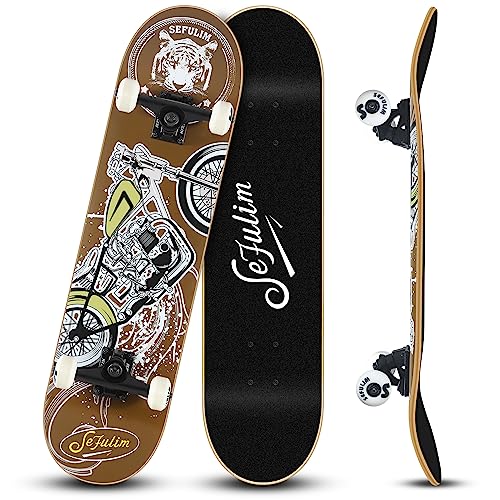 Sefulim Skateboard, 31" x 8" Skateboard complet Pour débutants, 7 plis en érable canadien Double Kick Skill Skateboard Cruiser Avec outil de Skateboard Tout-en-un Pour débutants adultes et Enfants Sefulim Skateboard, 31" x 8" Skateboard complet Pour débutants, 7 plis en érable canadien Double Kick Skill Skateboard Cruiser Avec outil de Skateboard Tout-en-un Pour débutants adultes et Enfants von sefulim