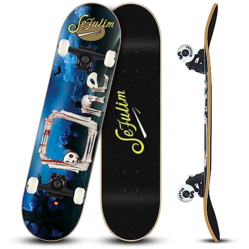 Sefulim Skateboard, 78,9 cm, für Erwachsene, Teenager, Kinder, komplettes Standard-Skateboard, für Anfänger, 7-lagiger kanadischer Ahorn, Doppel-Kick, konkaves Stunt-Skateboard… Sefulim Skateboard, 78,9 cm, für Erwachsene, Teenager, Kinder, komplettes Standard-Skateboard, für Anfänger, 7-lagiger kanadischer Ahorn, Doppel-Kick, konkaves Stunt-Skateboard… von sefulim