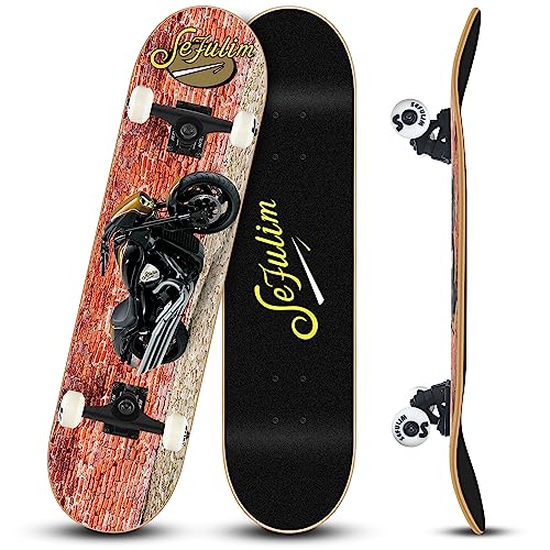Sefulim Skateboard Anfänger, Erwachsene, Jugendliche, Kinder, Mädchen, Jungen, 78,7 cm, 7 Schichten, kanadischer Ahorn, Double Kick Concave Professional und Tricks Skateboard… Sefulim Skateboard Anfänger, Erwachsene, Jugendliche, Kinder, Mädchen, Jungen, 78,7 cm, 7 Schichten, kanadischer Ahorn, Double Kick Concave Professional und Tricks Skateboard… von sefulim