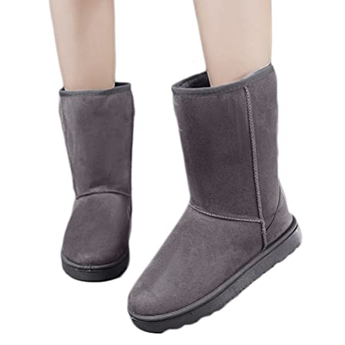 seiveini Fleece Stiefel Damen Winterstiefel Warm Gefüttert Plüsch Stiefel Winter Warme rutschfeste Wasserdicht Schneestiefel Winter Stiefel Outdoor Wanderschuhe für Frauen B Grau 28CM 41 EU von seiveini