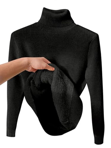 seiveini Rollkragen Strickpullover Damen mit Plüsch Gefüttert Strickpullover Damen Rollkragen Slim Fit Pulli Frauen Einfarbig Wickelpullover Damen Thermounterwäsche Weiche Base Layer A Schwarz XXL seiveini Rollkragen Strickpullover Damen mit Plüsch Gefüttert Strickpullover Damen Rollkragen Slim Fit Pulli Frauen Einfarbig Wickelpullover Damen Thermounterwäsche Weiche Base Layer A Schwarz XXL von seiveini